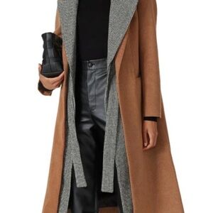 Badgley Mischka Camel Houndstooth Trench Coat